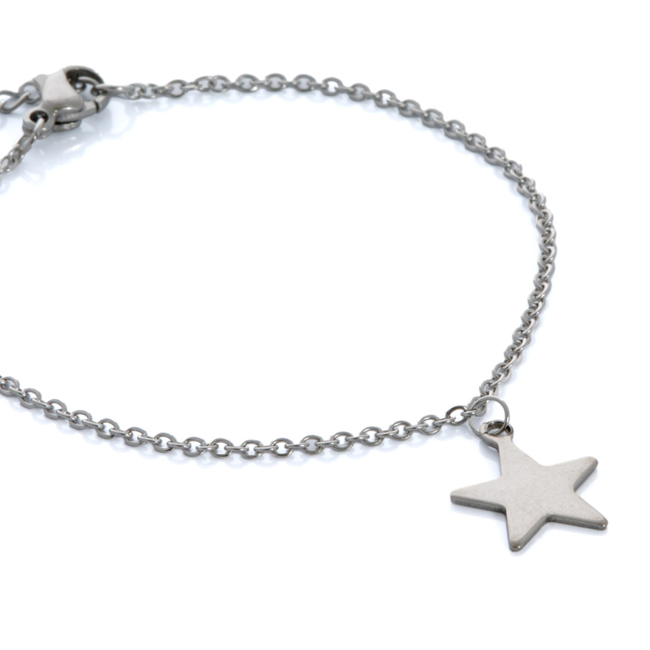 Set star colgante, pulsera y pendiente plateado