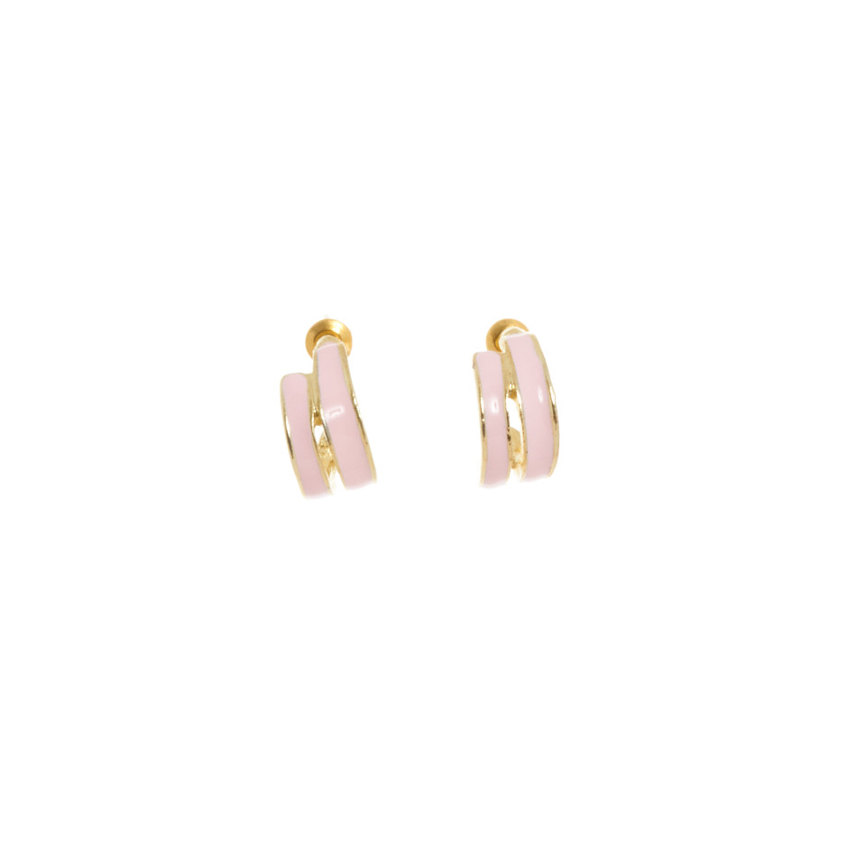 Pendiente doble ring rosa