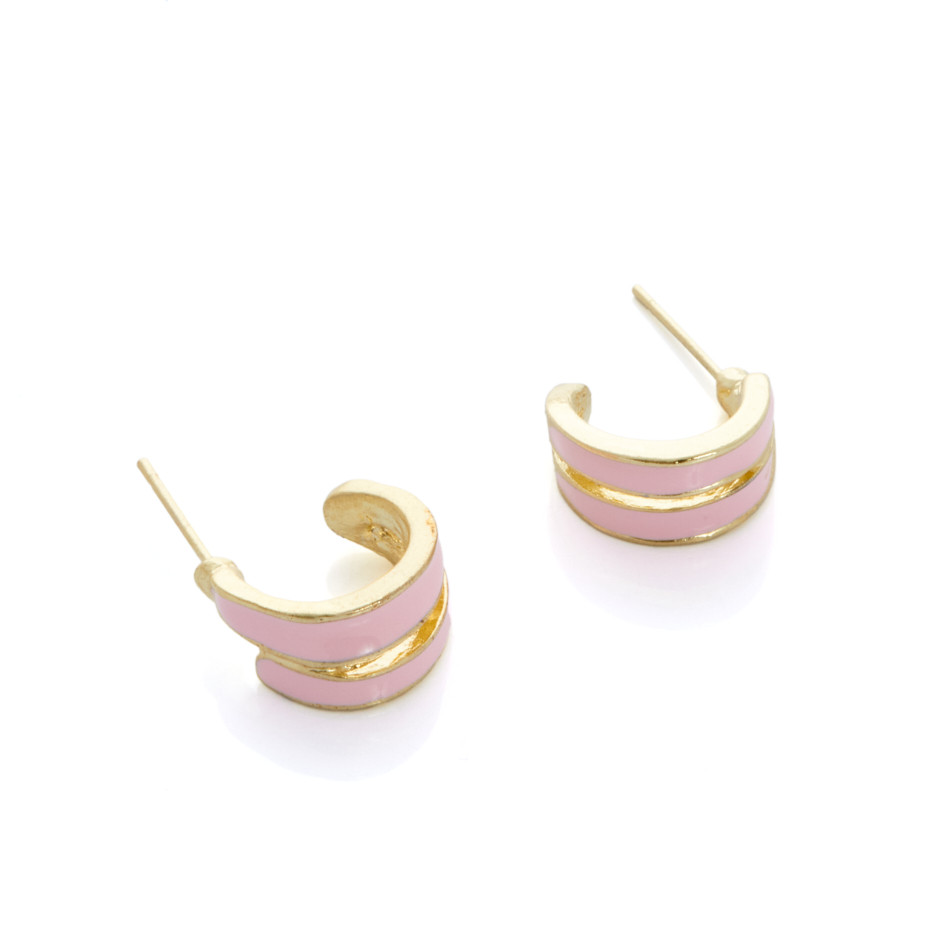 Pendiente doble ring rosa