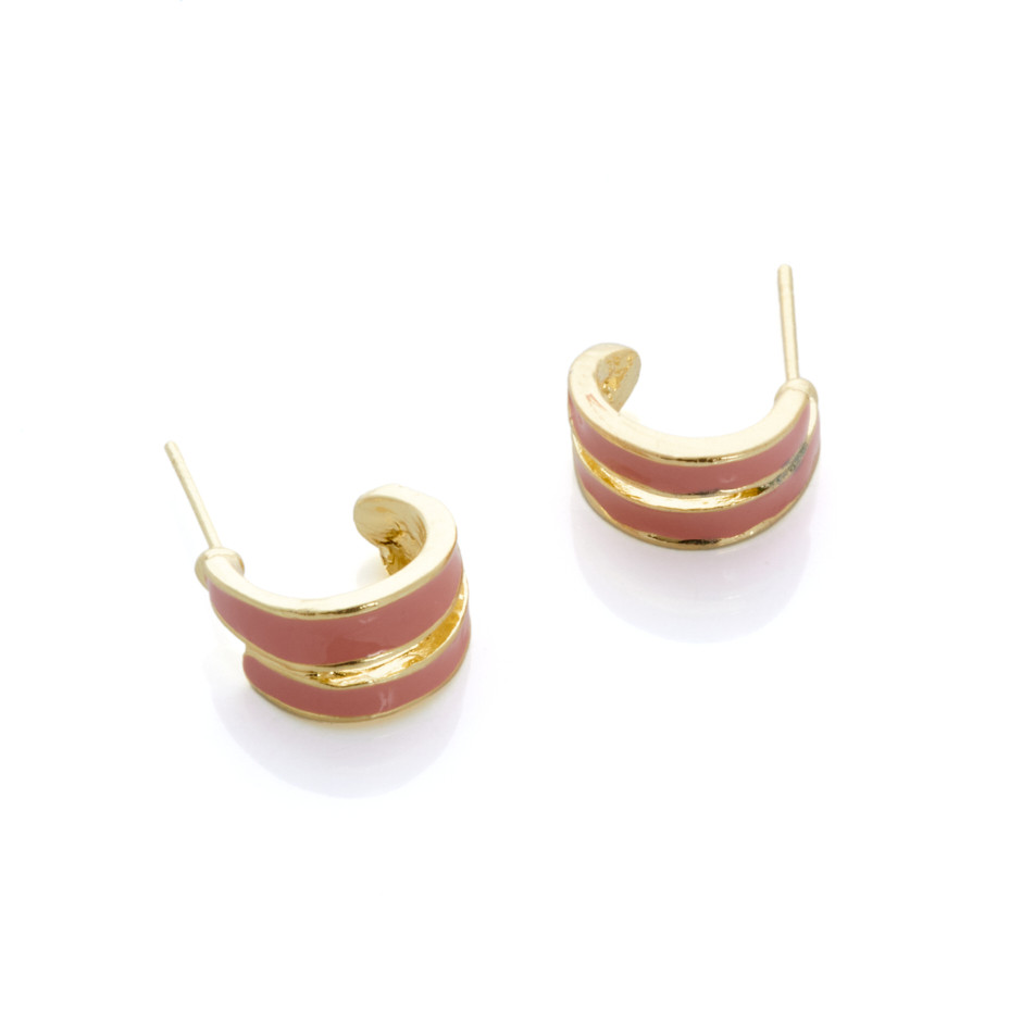 Pendiente doble ring salmón