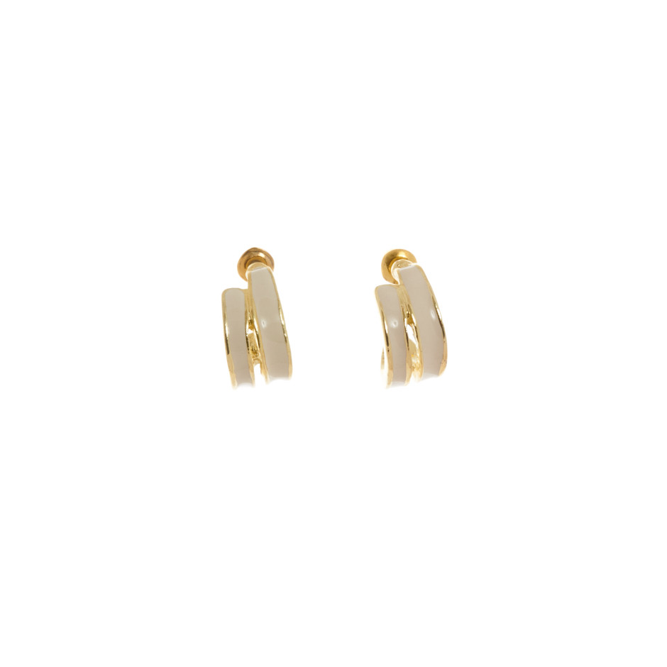 Pendiente doble ring beige
