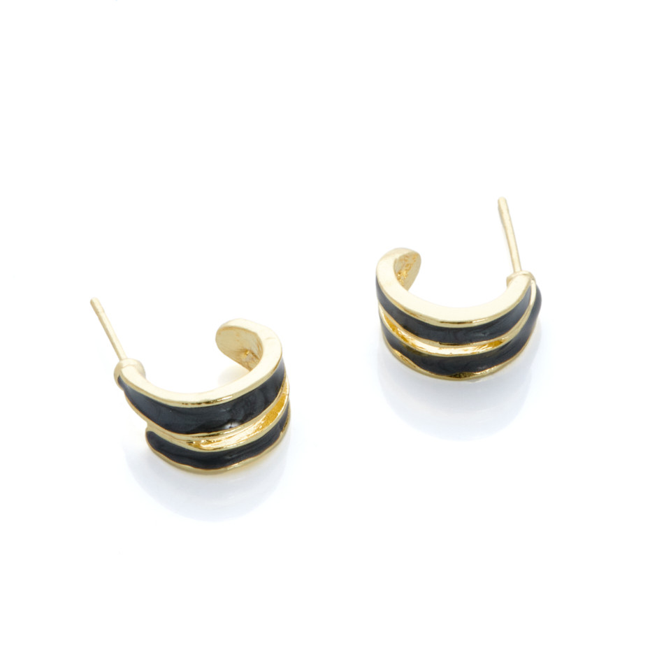 Pendiente doble ring negro