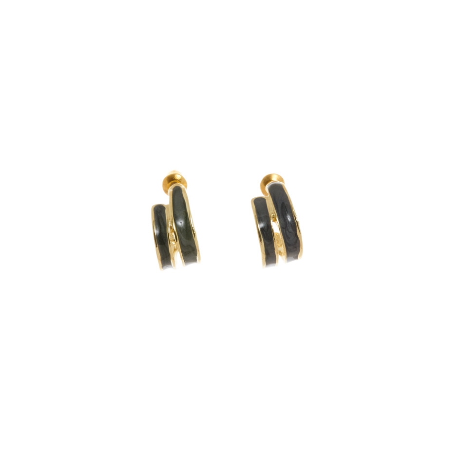 Pendiente doble ring negro
