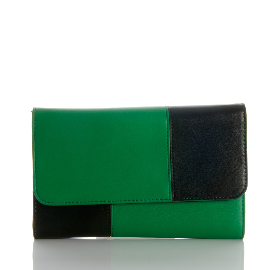 Bolso bicolor negro y verde
