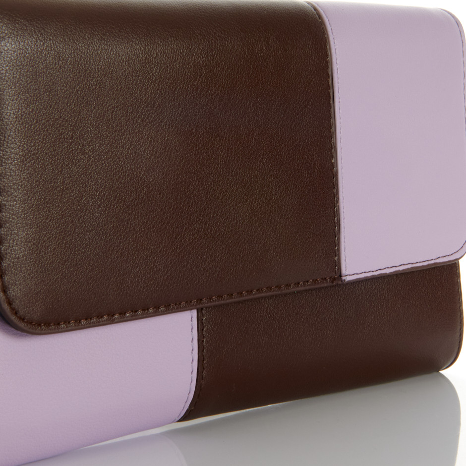 Bolso bicolor marrón y malva
