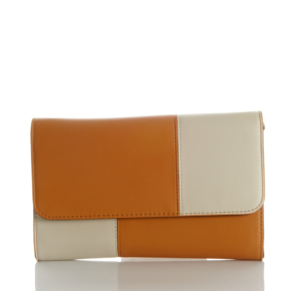 Bolso bicolor camel y beige