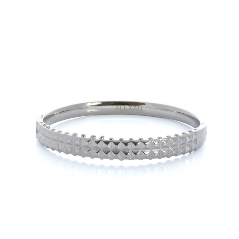 Brazalete cuadros plateado