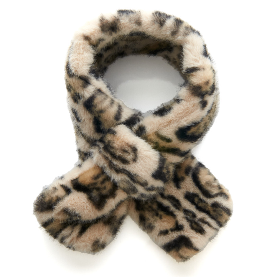 Bufanda polar print beige y negro