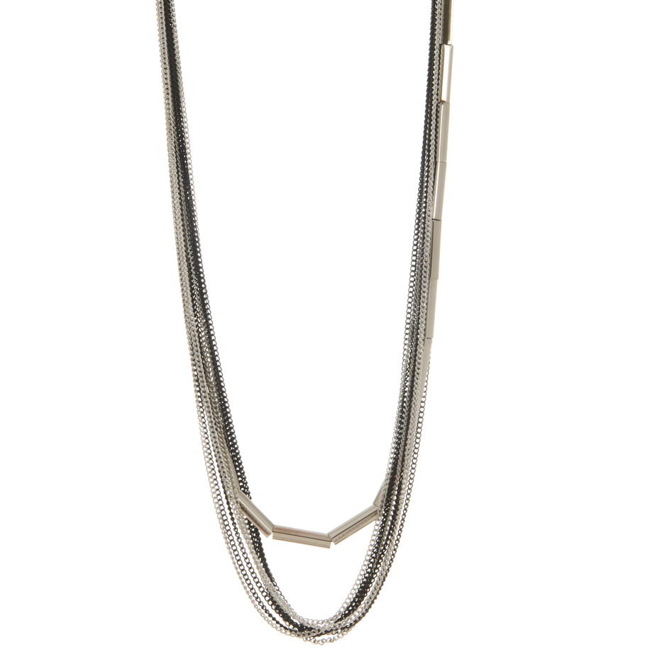 Collar multi cadenas plateado