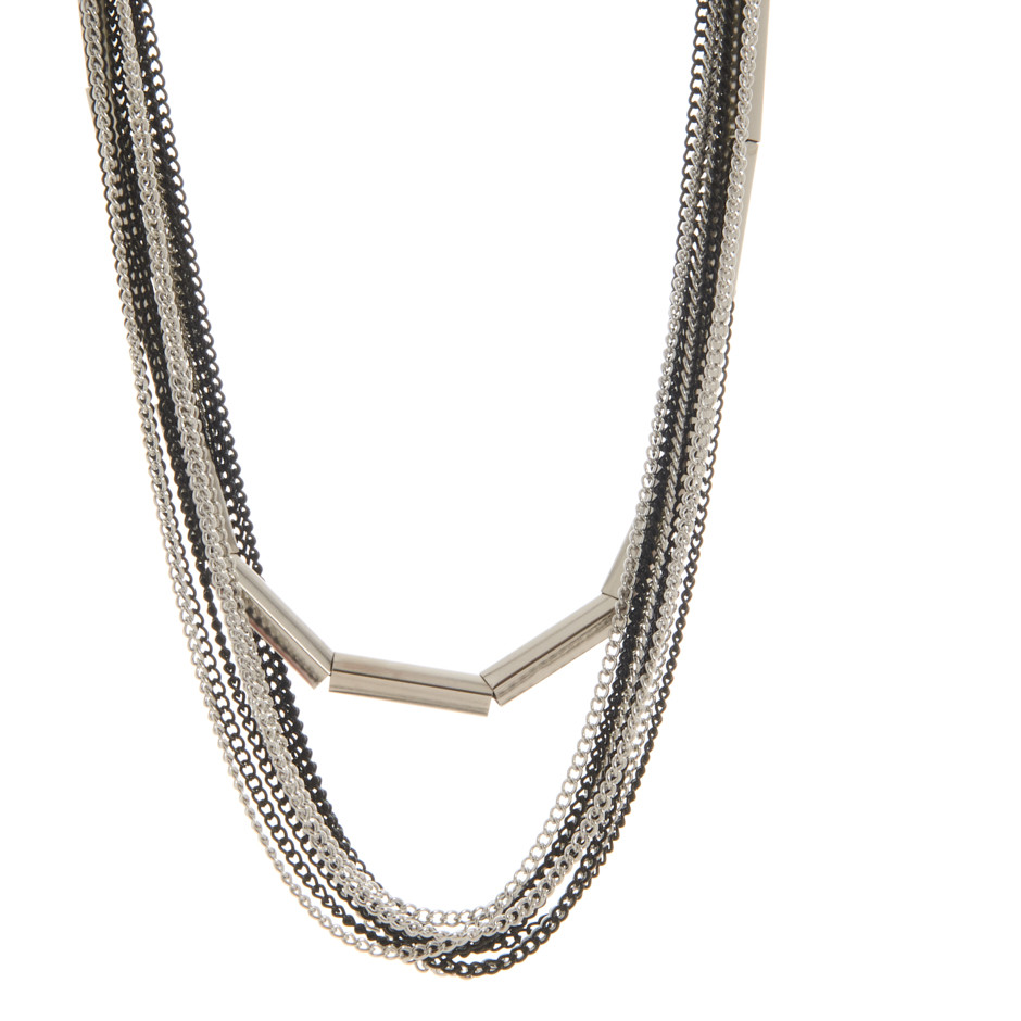 Collar multi cadenas plateado