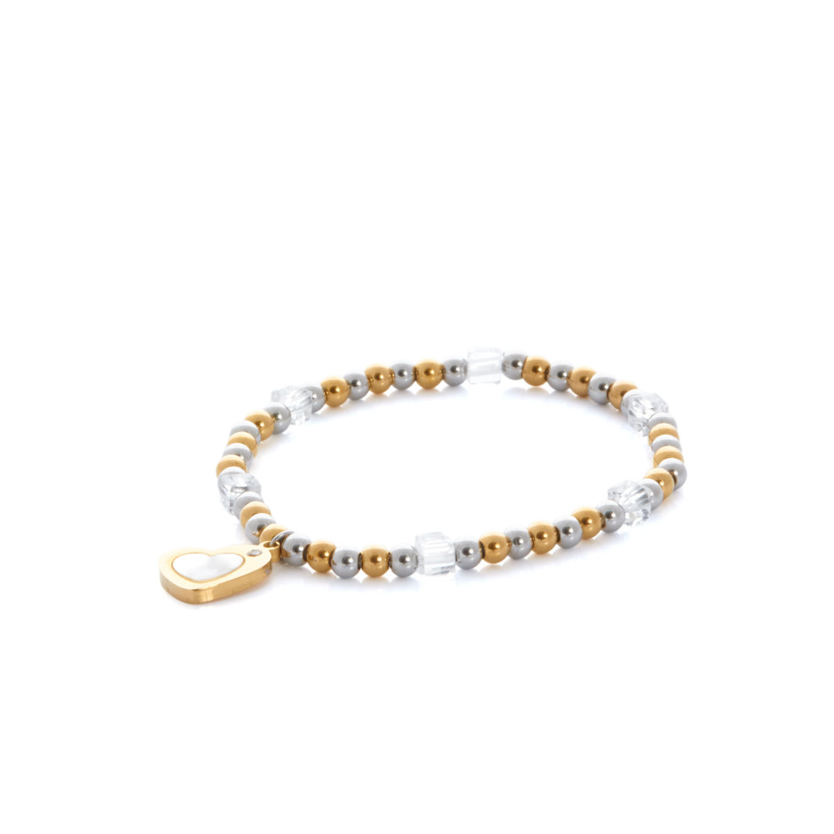 Pulsera cristal y bolitas corazón