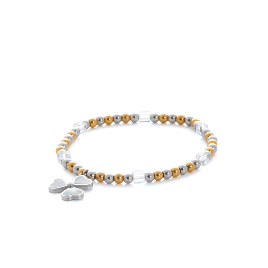 Pulsera cristal y bolitas trebol