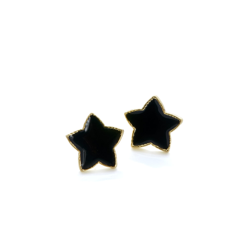 Pendiente esmaltado star  negro