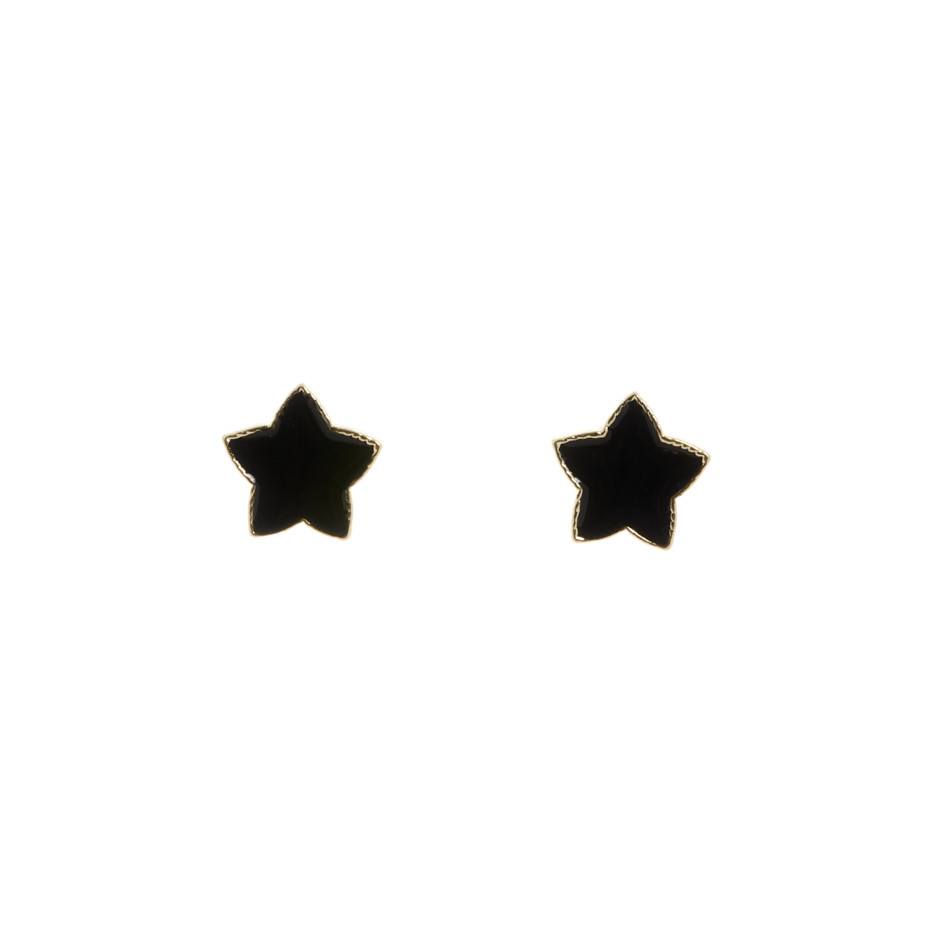Pendiente esmaltado star  negro