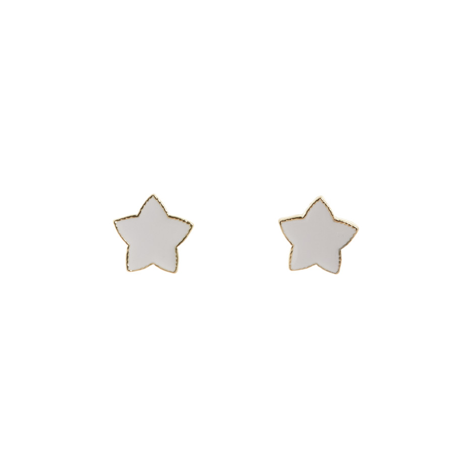 Pendiente esmaltado star  blanco