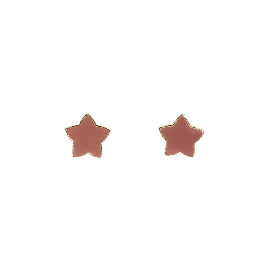 Pendiente esmaltado star salmón
