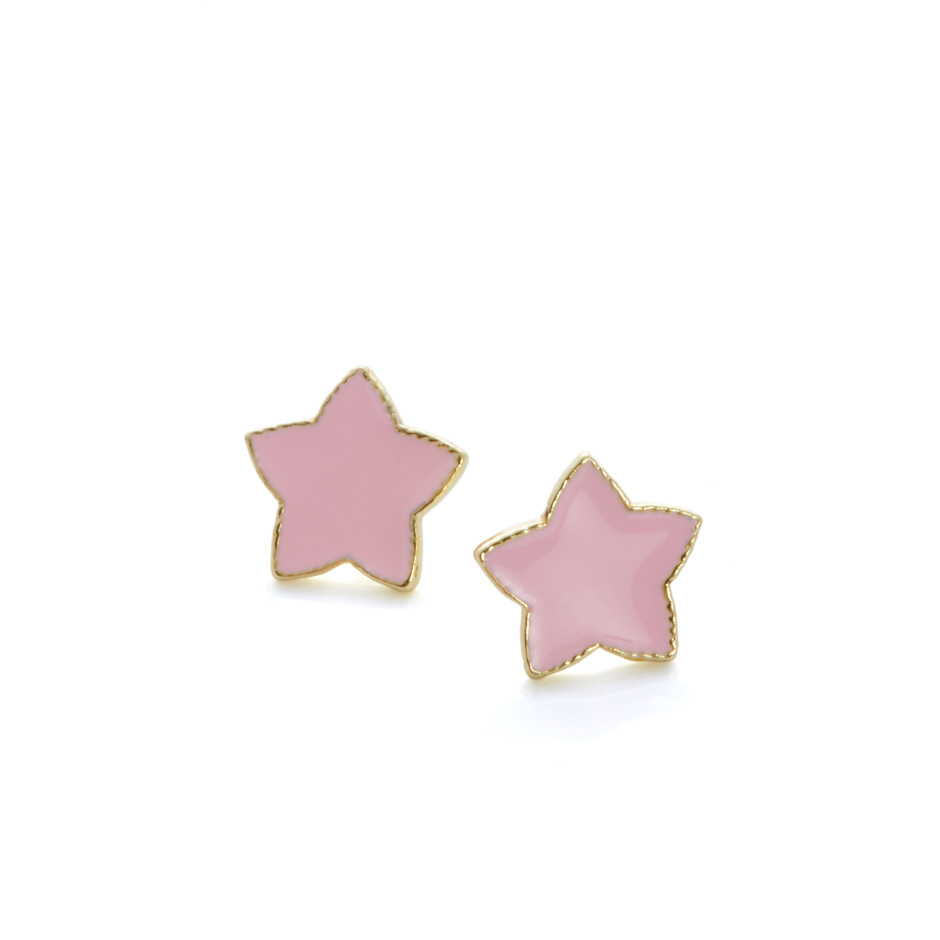 Pendiente esmaltado star rosa