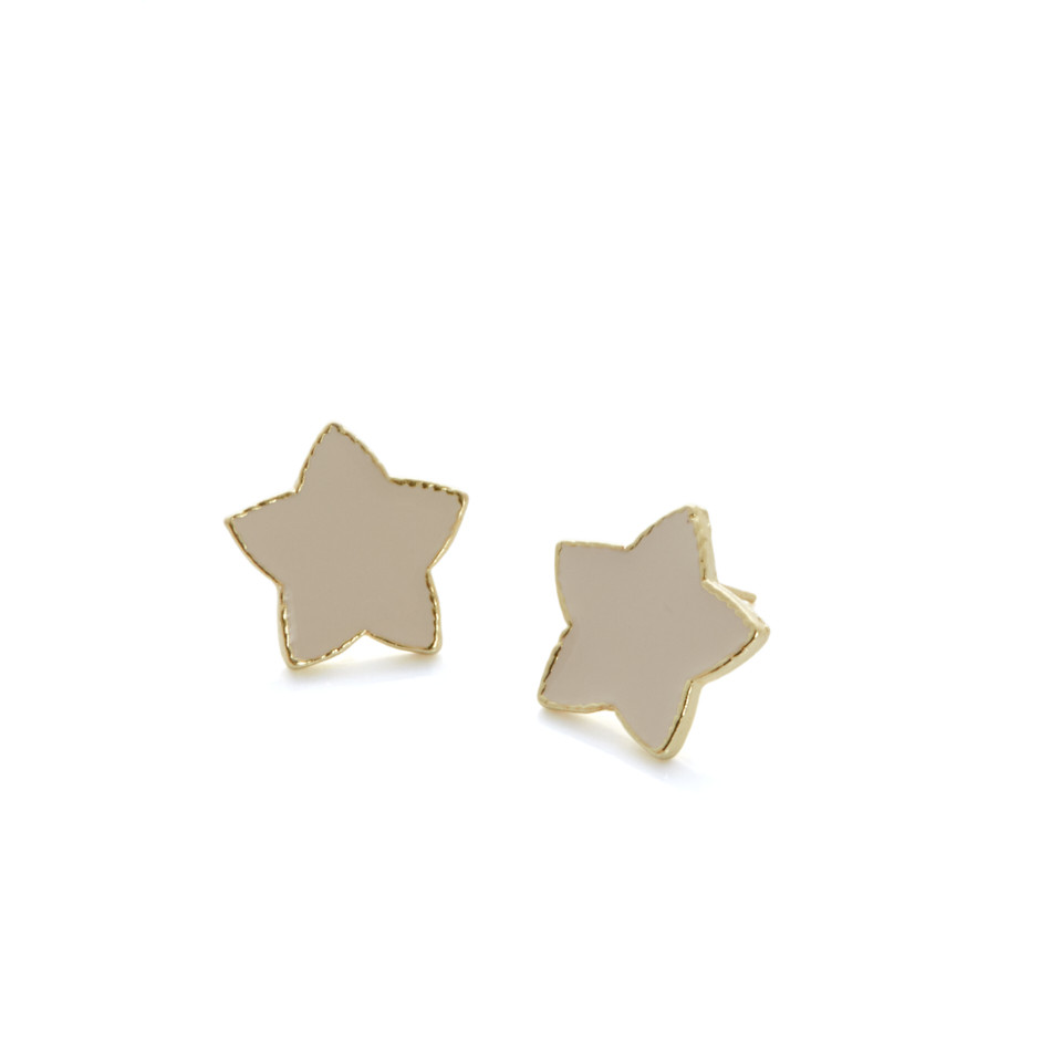 Pendiente esmaltado star beige