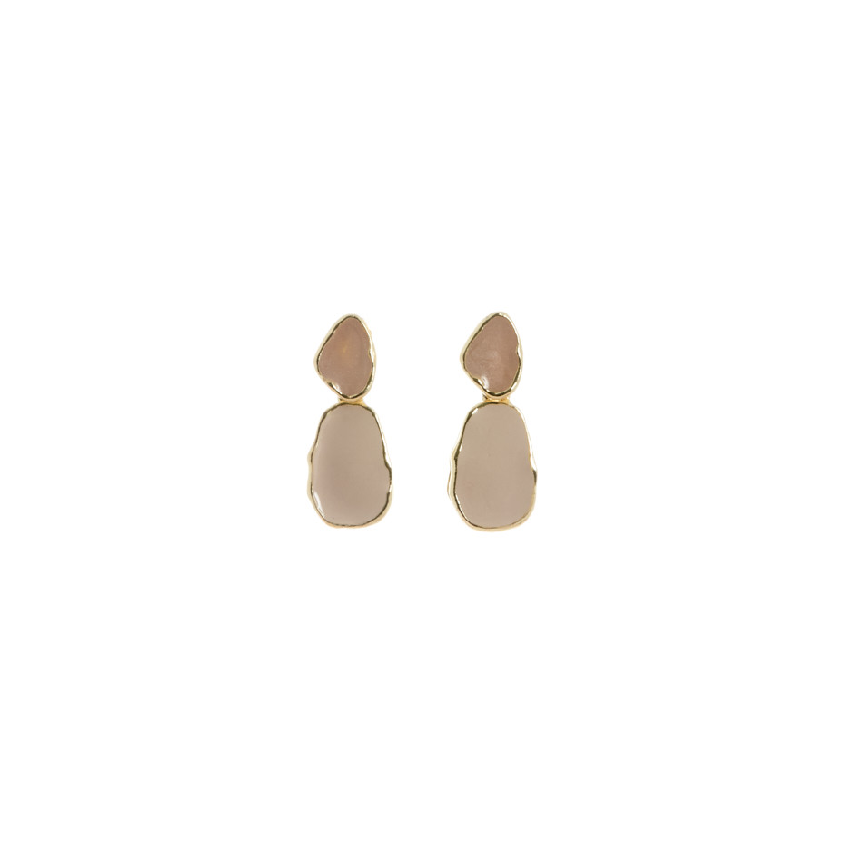 Pendiente lagrima beige