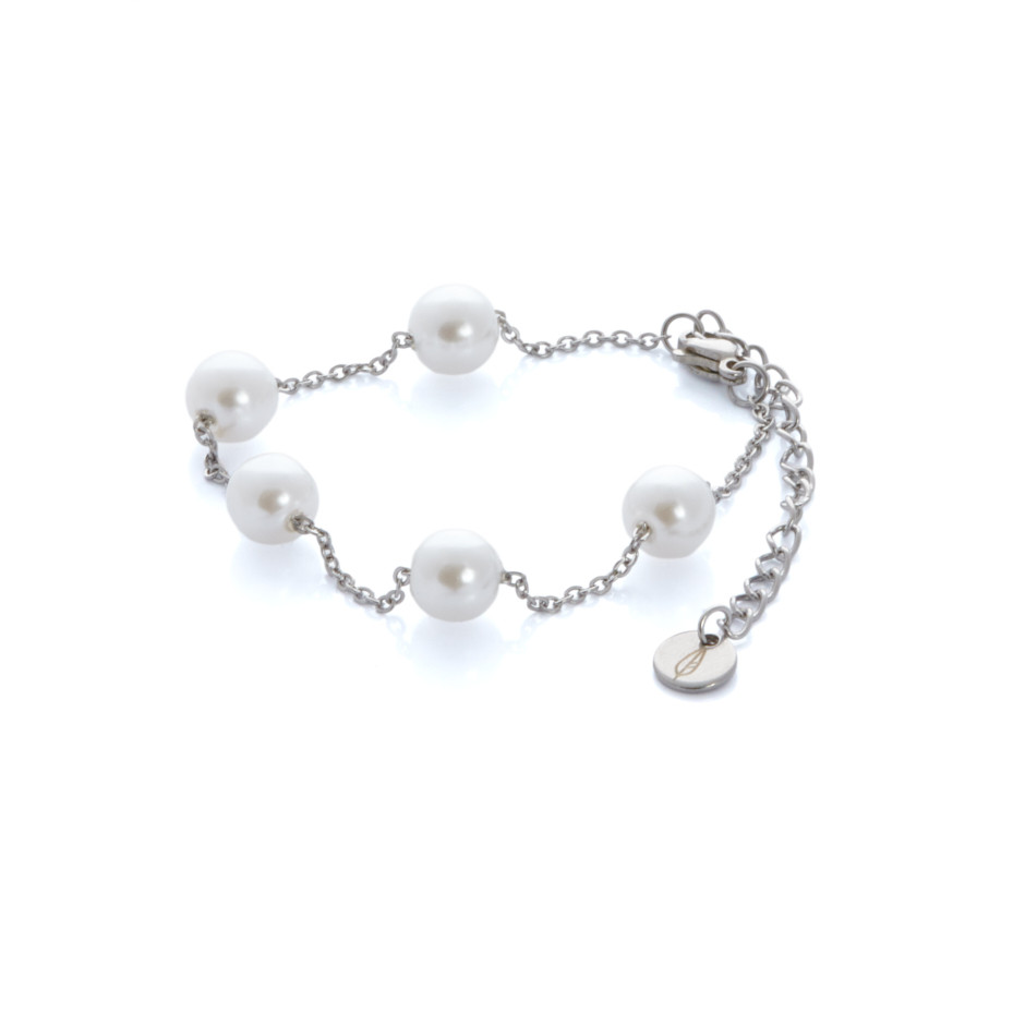 Set perlitas colgante, pulsera y pendientes plateado