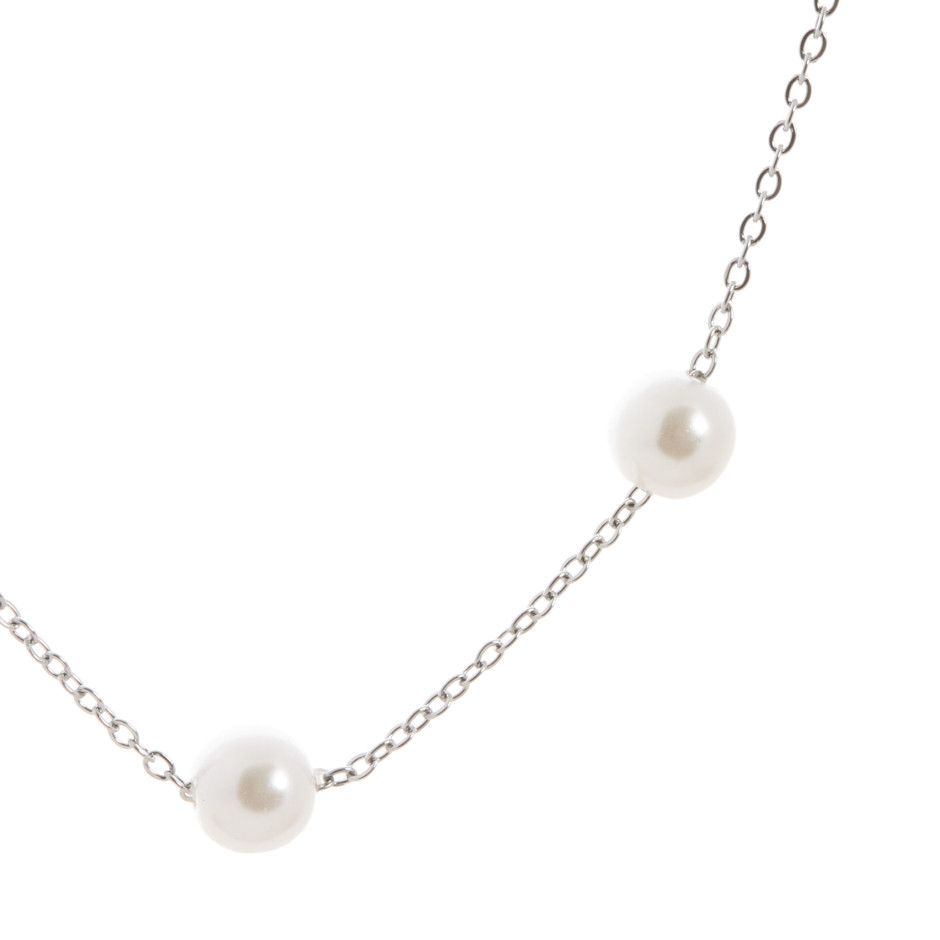Set perlitas colgante, pulsera y pendientes plateado