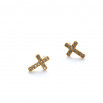 Set cruz colgante, pulsera y pendiente dorado