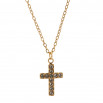 Set cruz colgante, pulsera y pendiente dorado