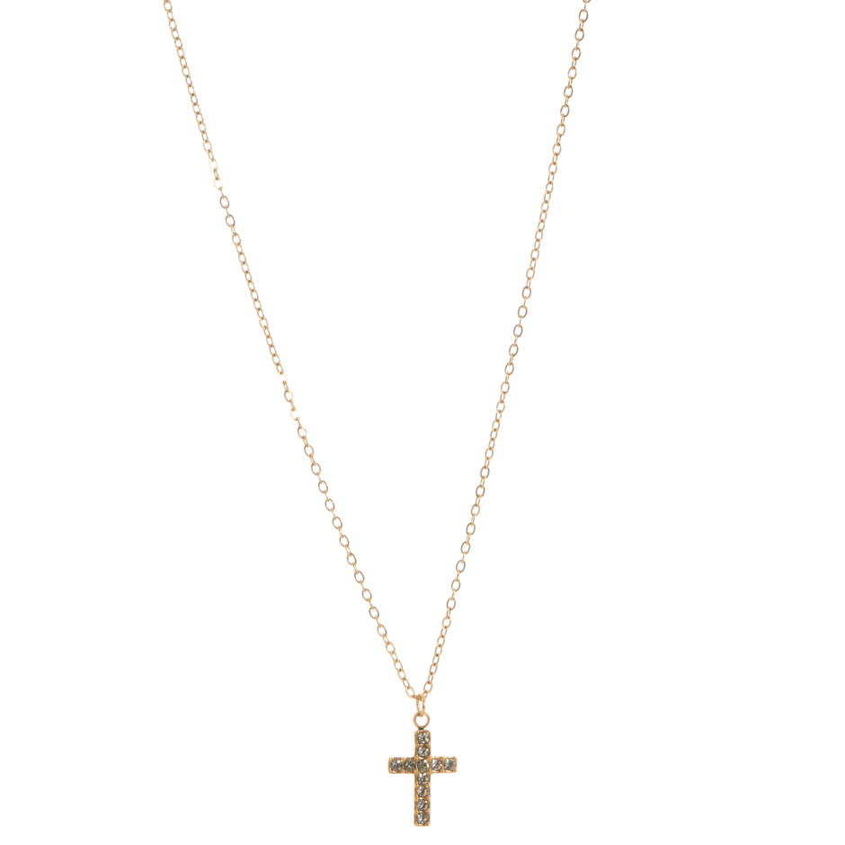 Set cruz colgante, pulsera y pendiente dorado