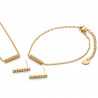 Set cristal colgante, pulsera y pendiente dorado