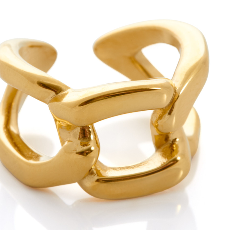 Anillo cadena maxi dorado