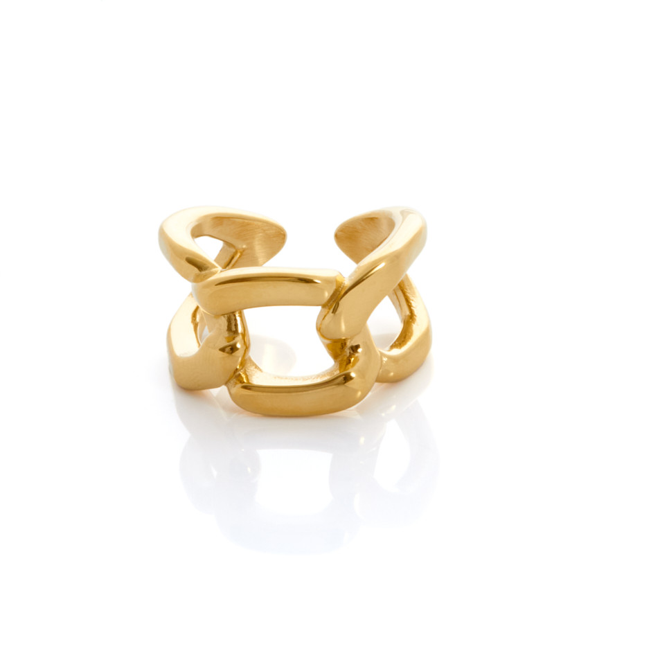 Anillo cadena maxi dorado