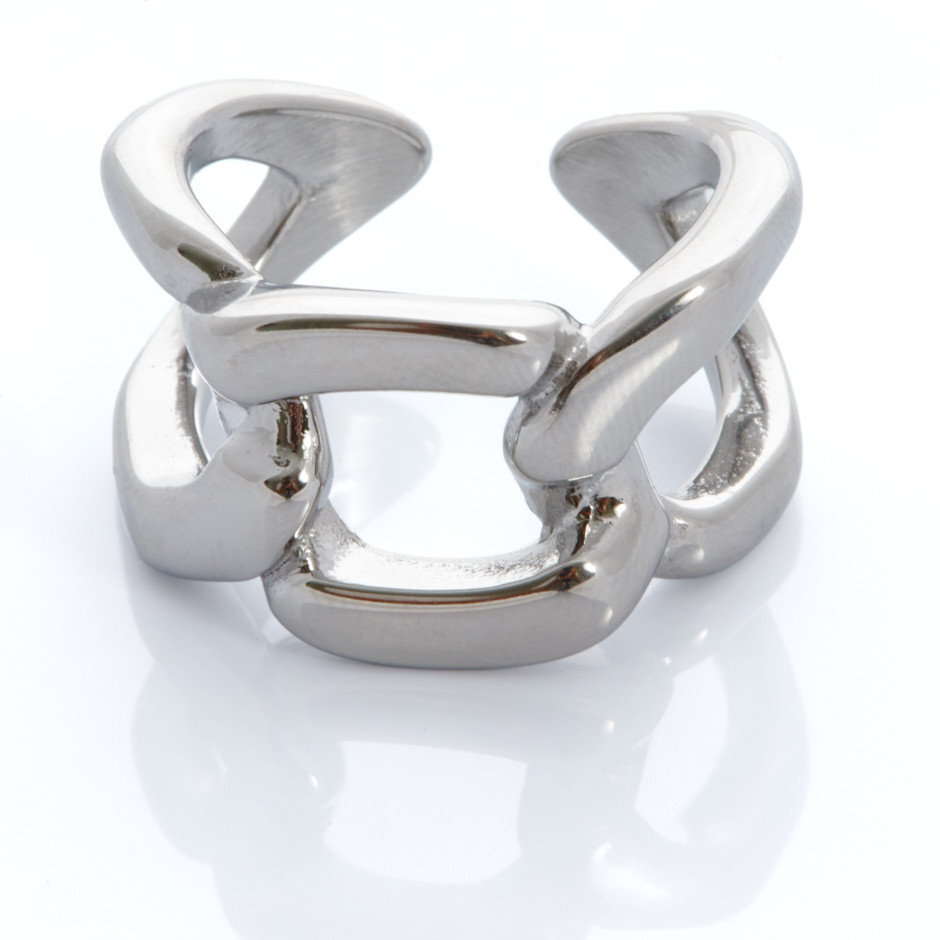 Anillo cadena maxi plateado