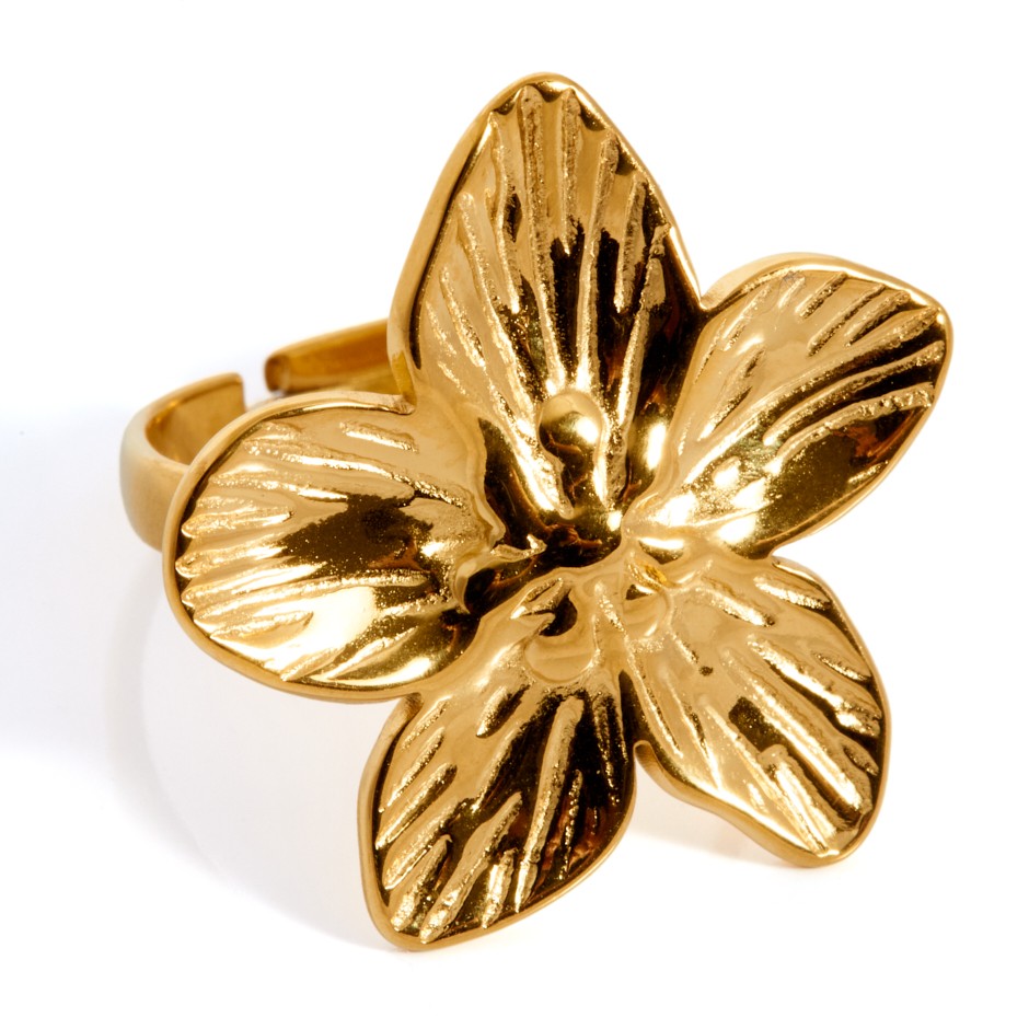 Anillo flor dorado
