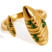 Anillo mykonos mejillón dorado y verde