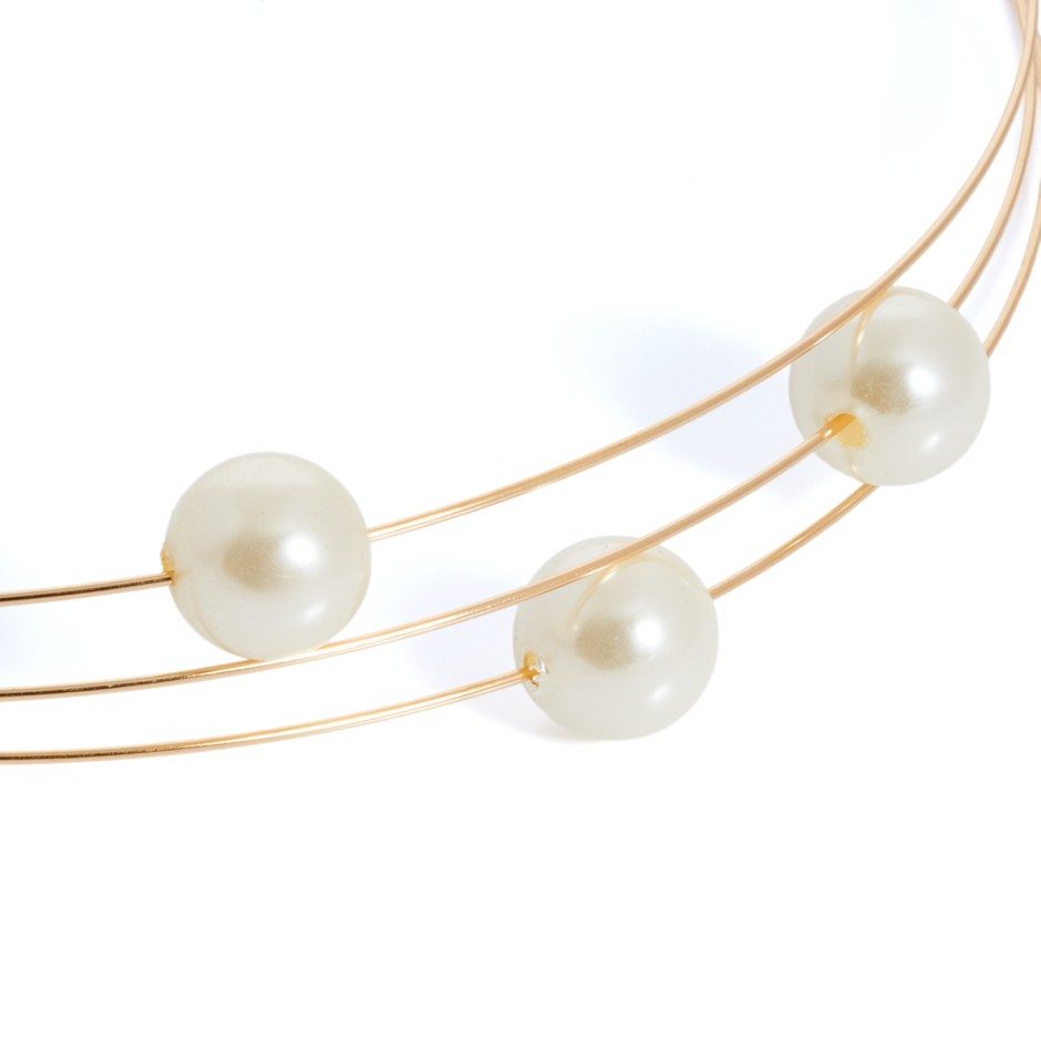 Set corfú dorado perla chocker, pulsera y pendientes