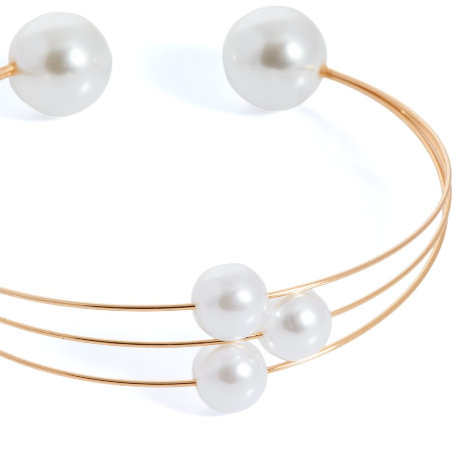 Set corfú dorado perla chocker, pulsera y pendientes