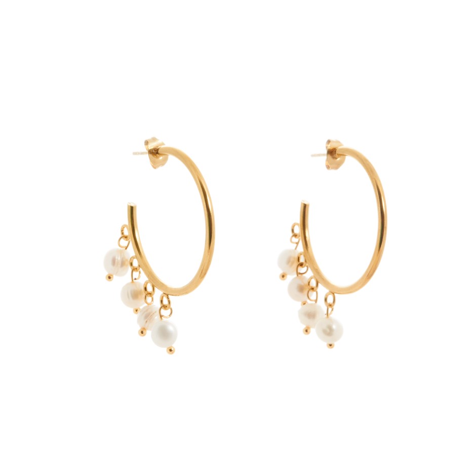 Pendiente corfú arito perlas