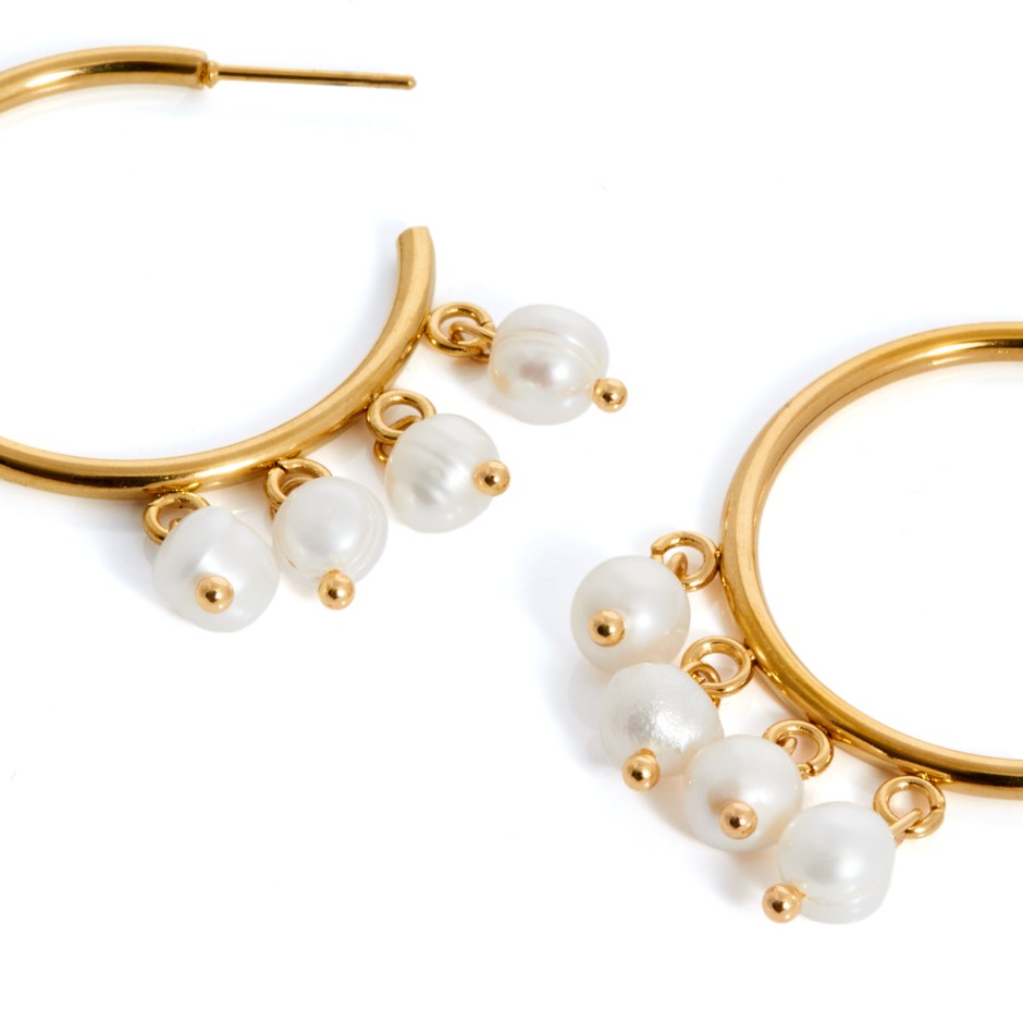 Pendiente corfú arito perlas