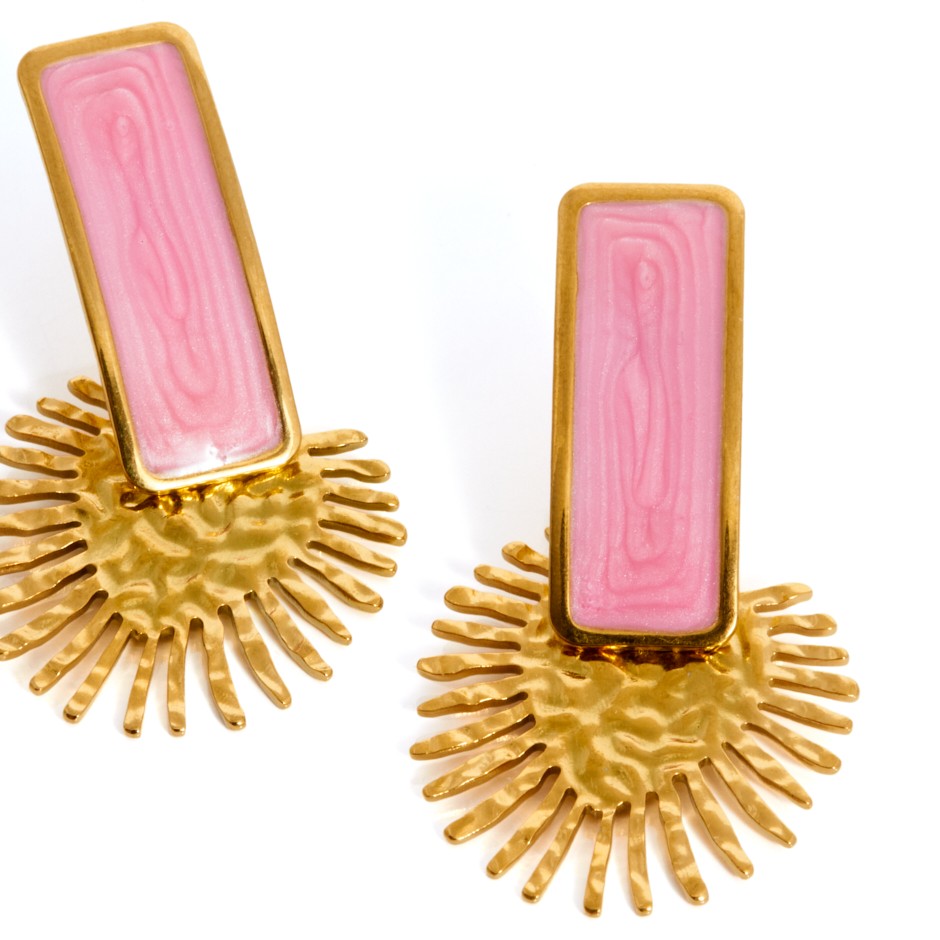 Pendiente creta sol rosa