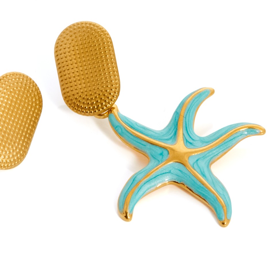 Pendiente creta estrella verde