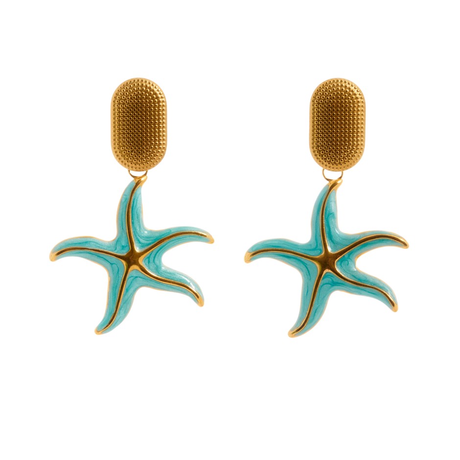 Pendiente creta estrella verde