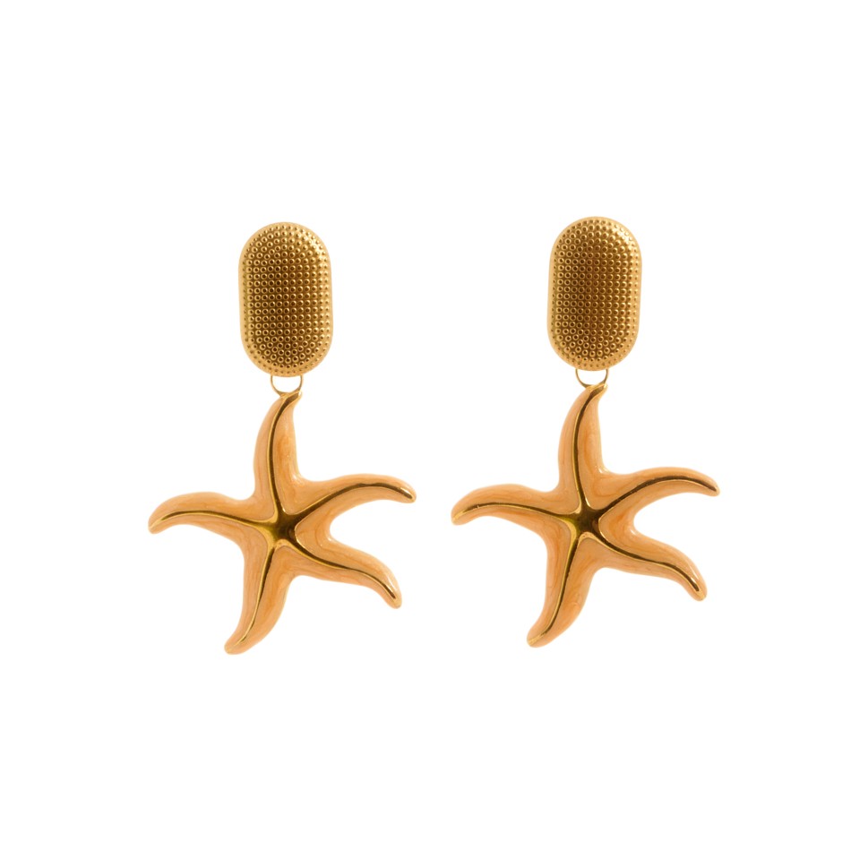 Pendiente creta estrella naranja