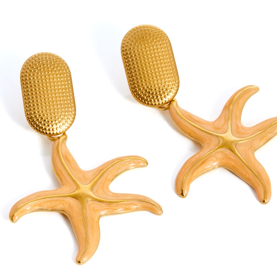 Pendiente creta estrella naranja