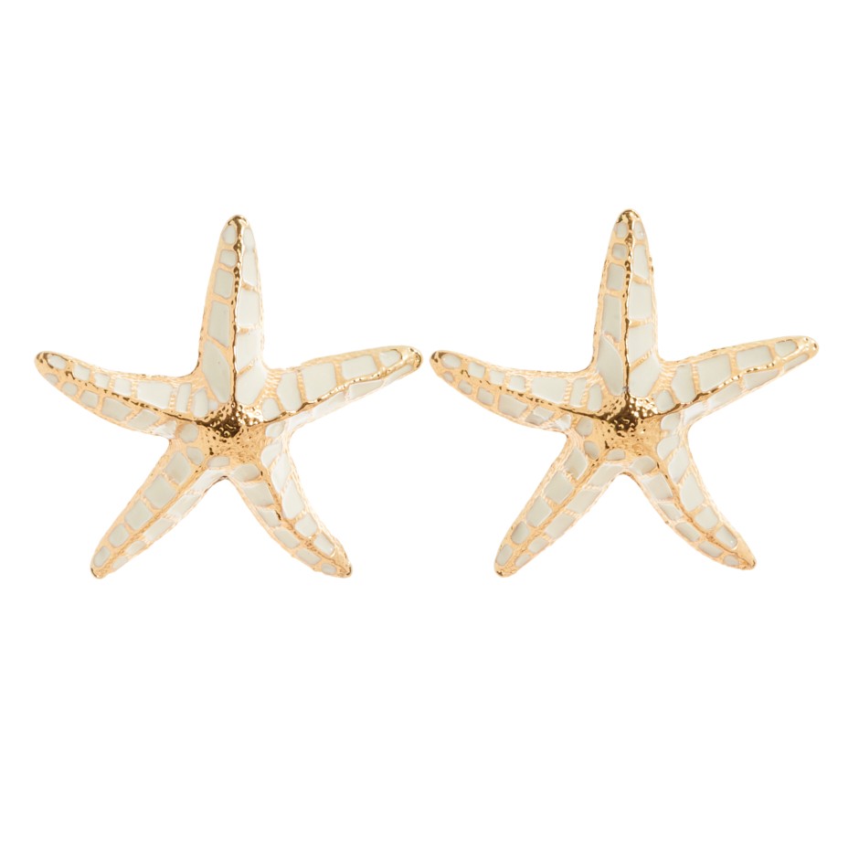 Pendiente creta estrella de mar blanco