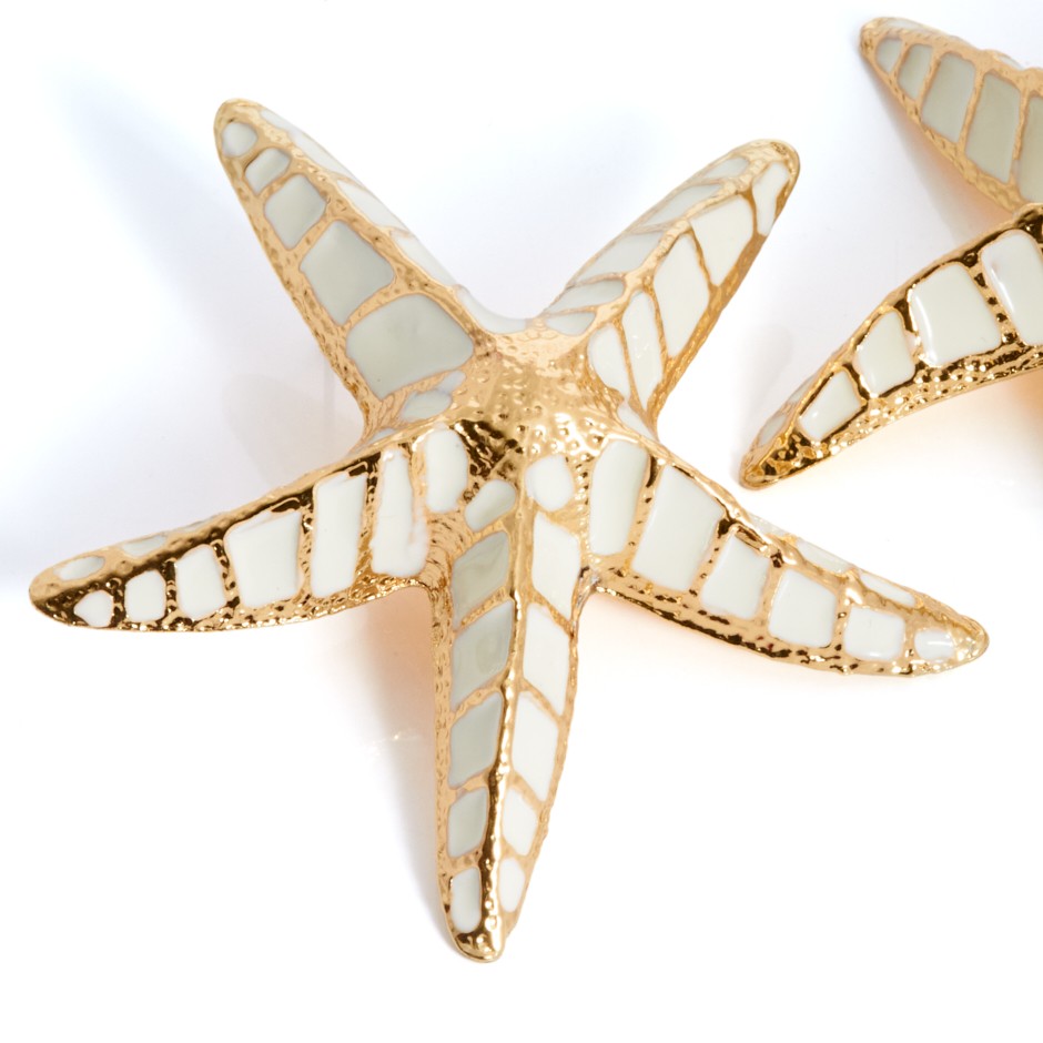 Pendiente creta estrella de mar blanco