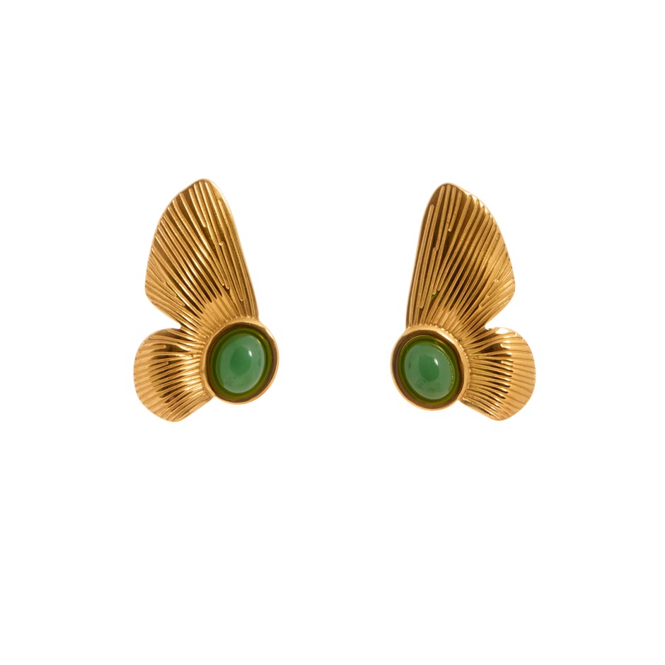 Pendiente ios flor dorada