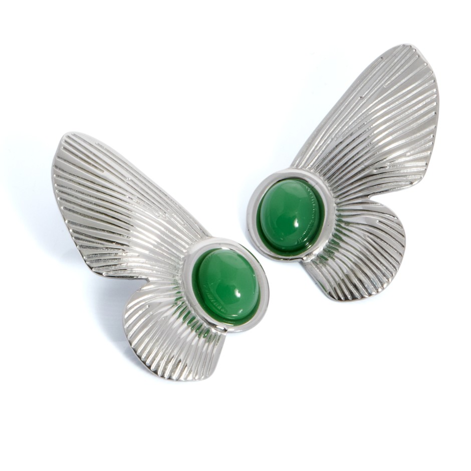 Pendiente ios flor plateada