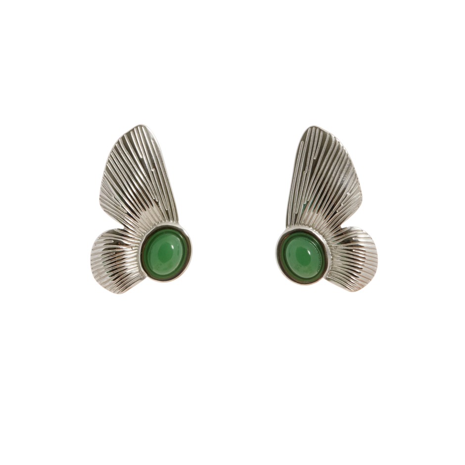 Pendiente ios flor plateada