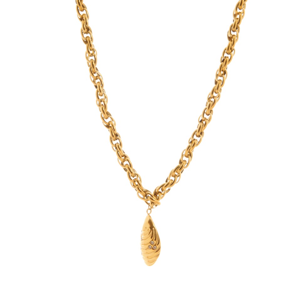 Colgante mykonos mejillon dorado y blanco