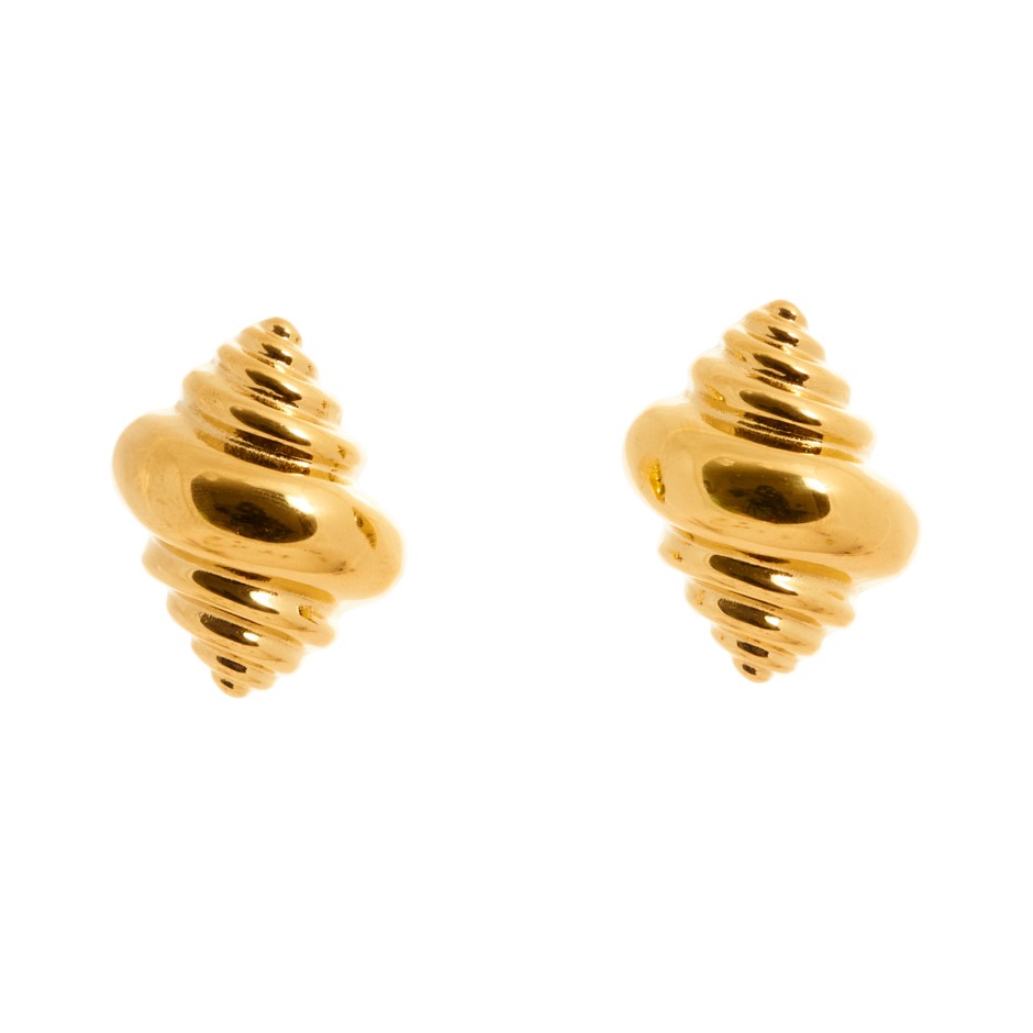 Pendiente mykonos caracola maxi dorado